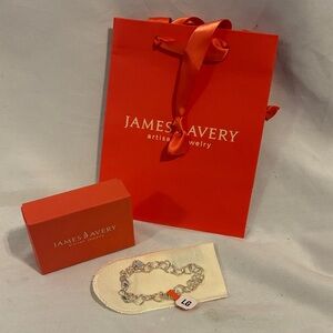 James Avery Silver  Heart Charm Bracelet Large NEW